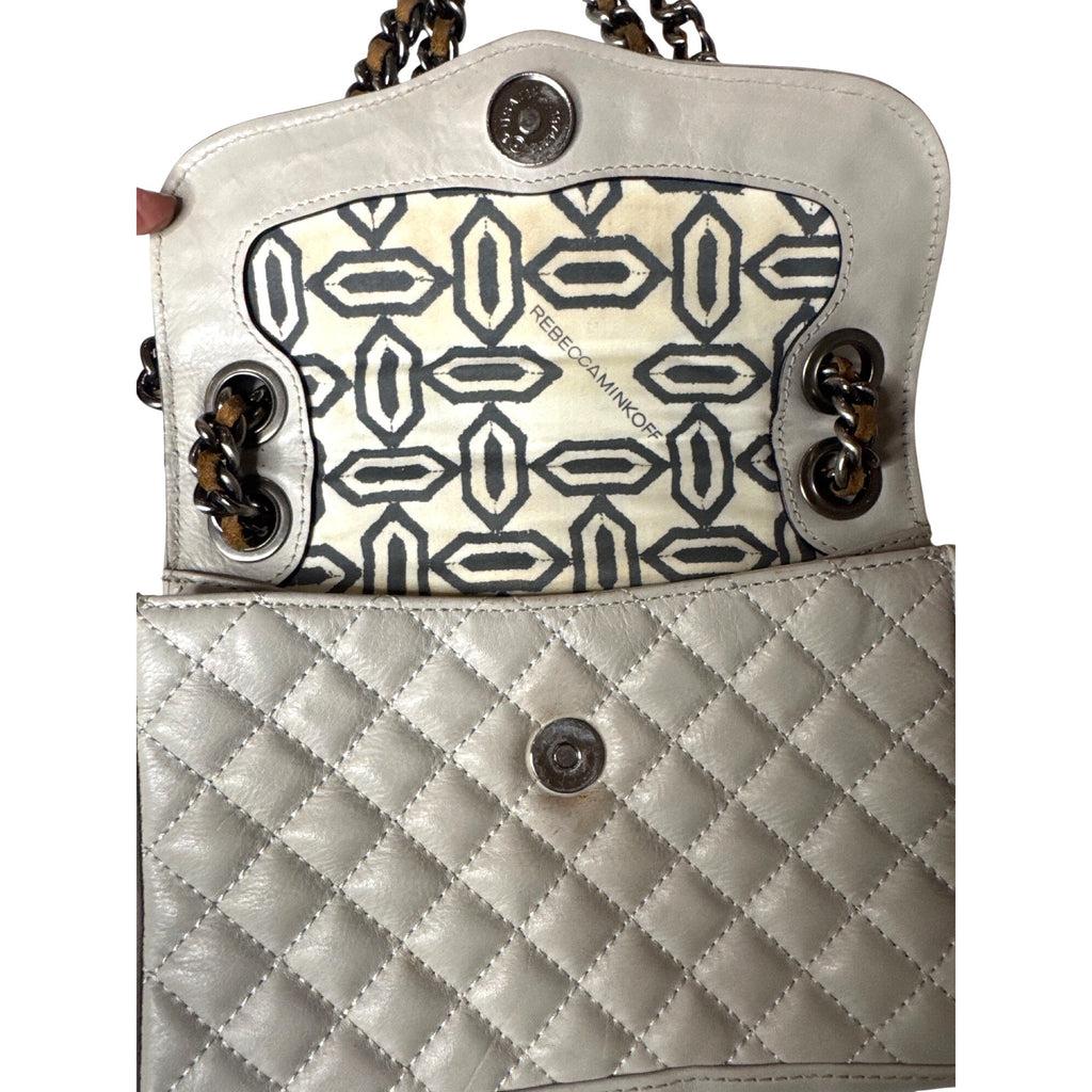 Rebecca Minkoff Quilted Leather Chain Shoulder Bag With Stud Accents - White
