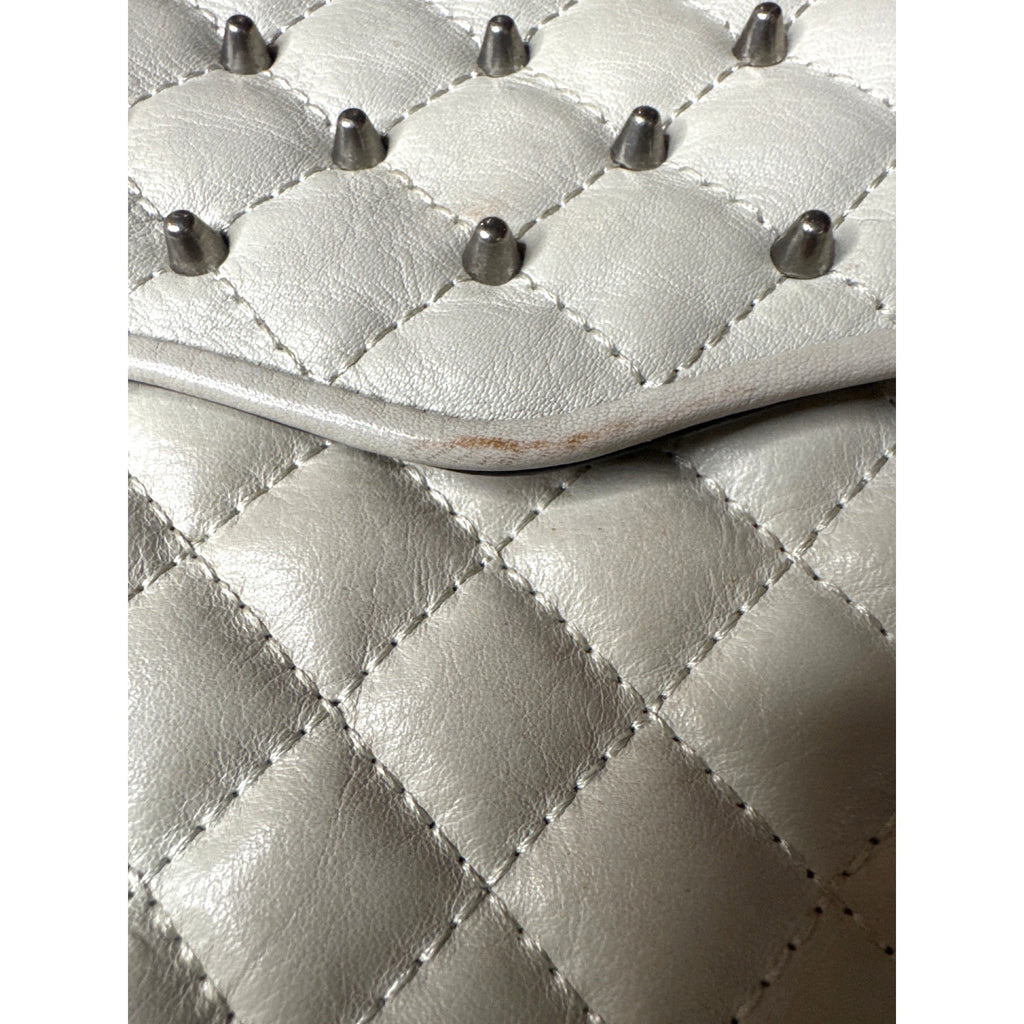 Rebecca Minkoff Quilted Leather Chain Shoulder Bag With Stud Accents - White