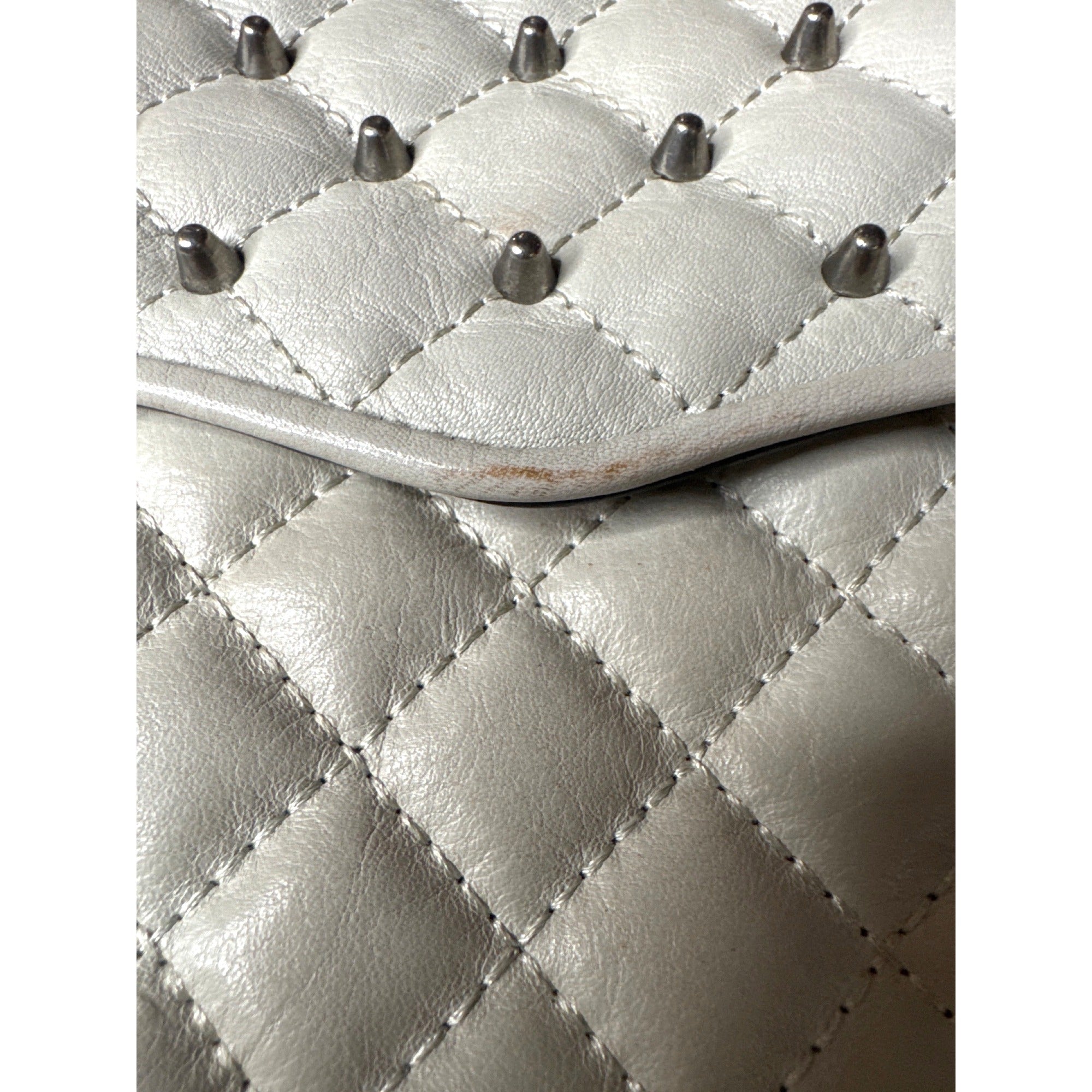 Rebecca Minkoff Quilted Leather Chain Shoulder Bag With Stud Accents - White