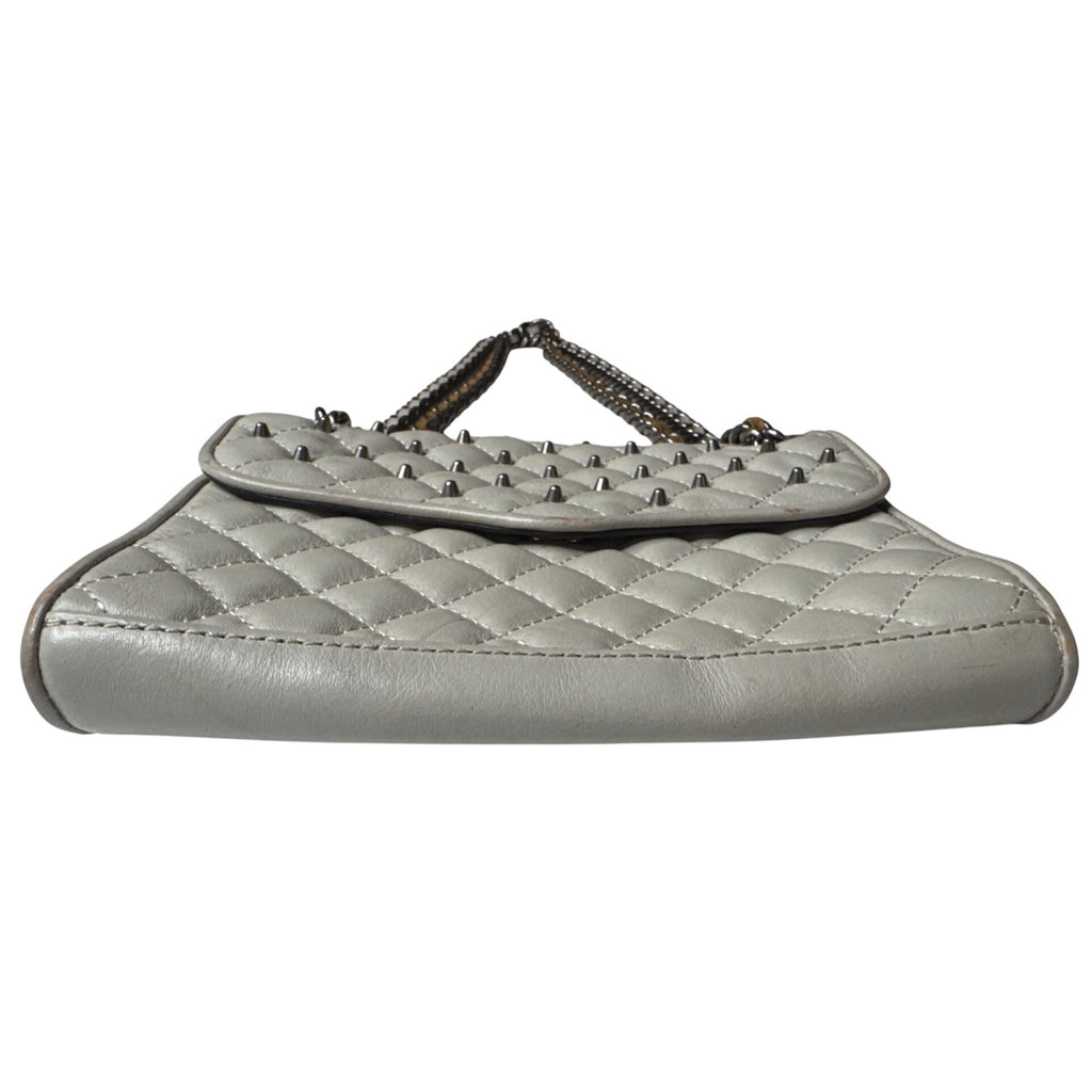 Rebecca Minkoff Quilted Leather Chain Shoulder Bag With Stud Accents - White
