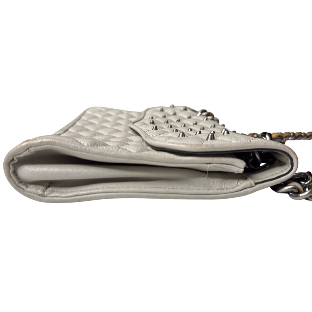 Rebecca Minkoff Quilted Leather Chain Shoulder Bag With Stud Accents - White