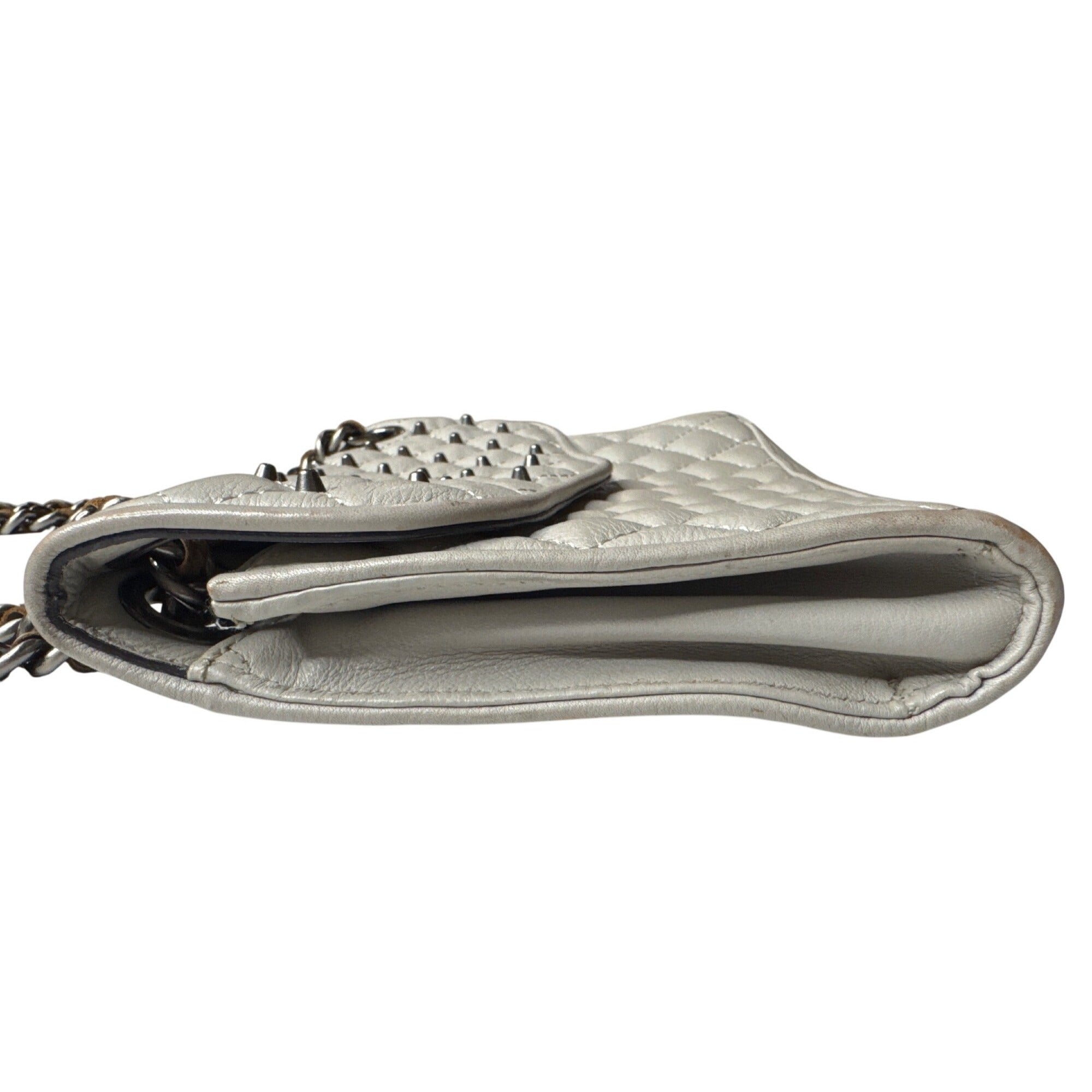 Rebecca Minkoff Quilted Leather Chain Shoulder Bag With Stud Accents - White