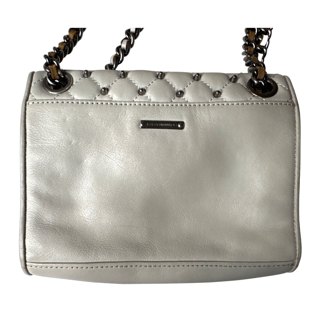 Rebecca Minkoff Quilted Leather Chain Shoulder Bag With Stud Accents - White