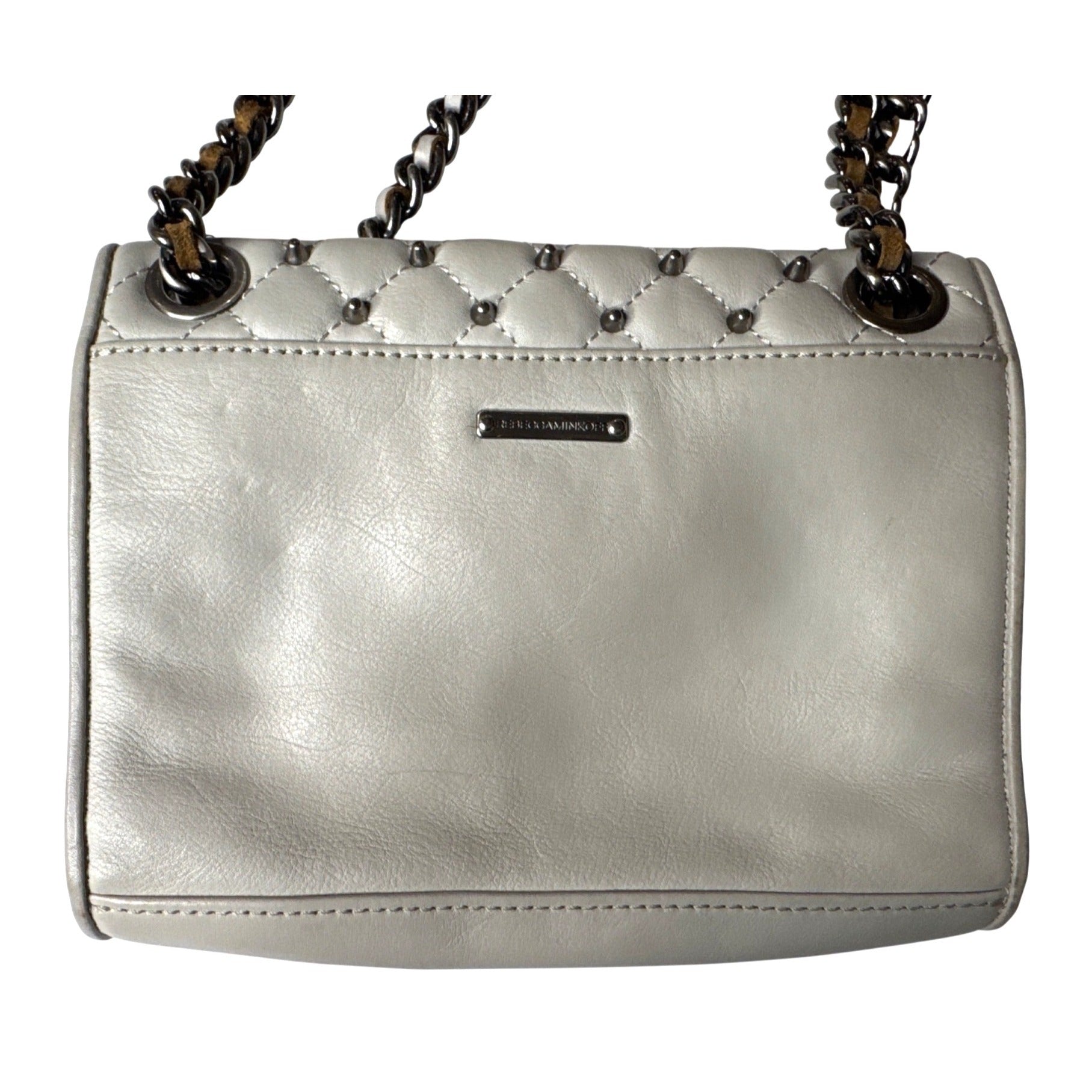 Rebecca Minkoff Quilted Leather Chain Shoulder Bag With Stud Accents - White