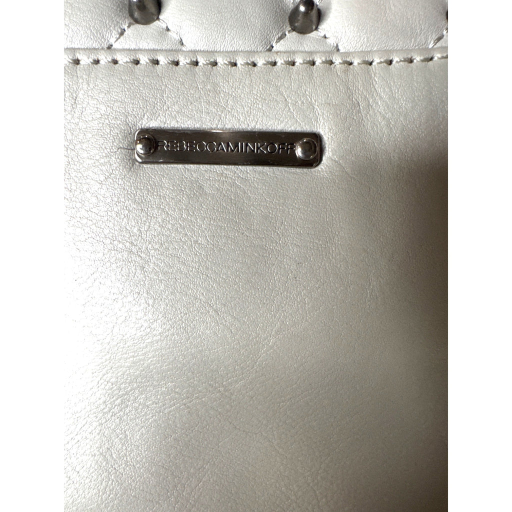 Rebecca Minkoff Quilted Leather Chain Shoulder Bag With Stud Accents - White