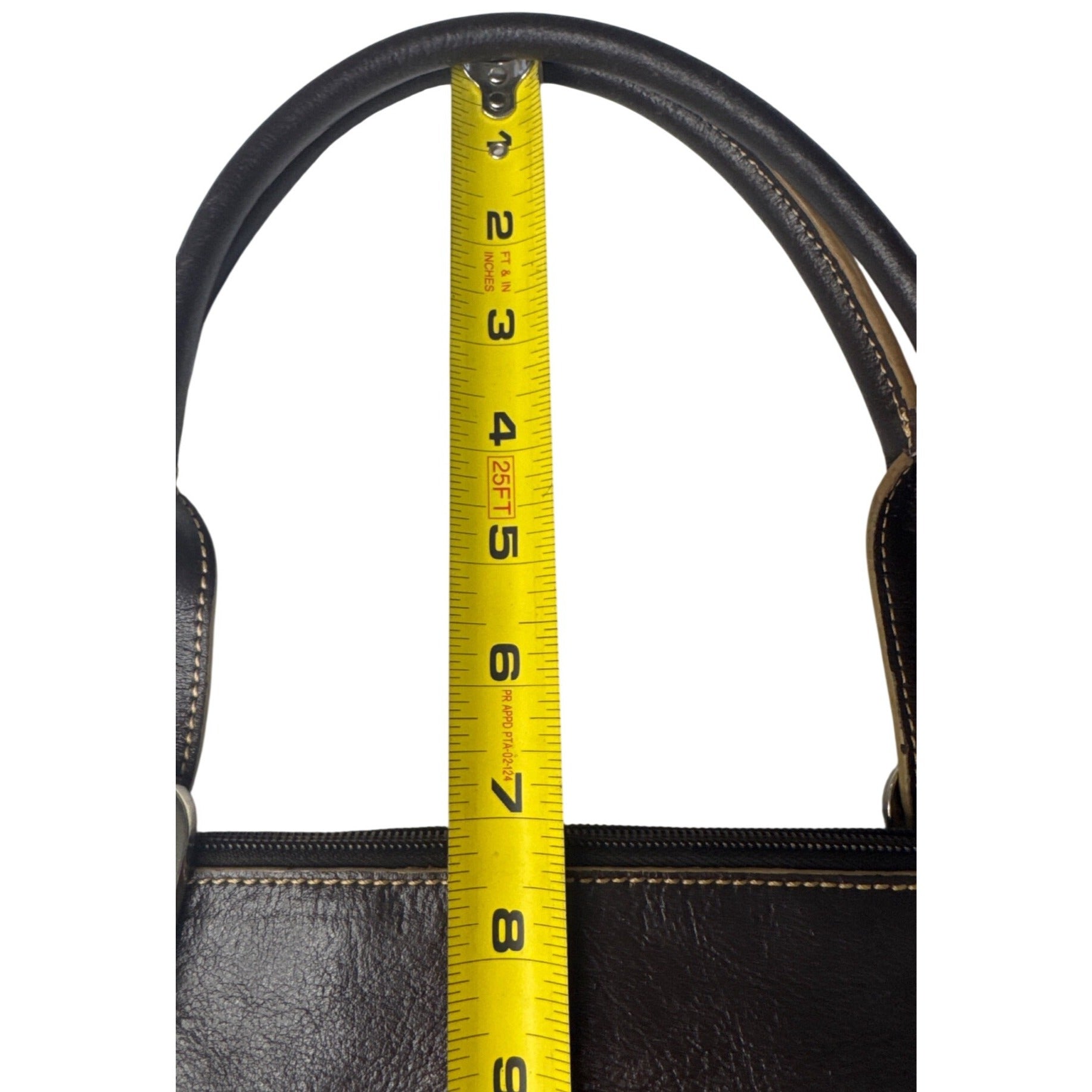 Sharif Brown Leather & Snakeskin Pattern Studded Shoulder Bag W/Double Handles