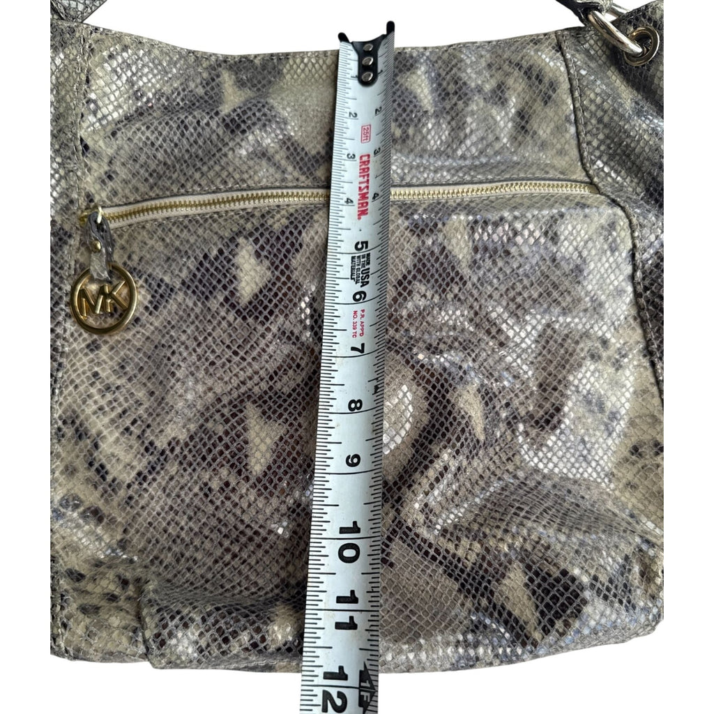 Michael Kors Snakeskin Pattern Shoulder Bag With Gold Accents
