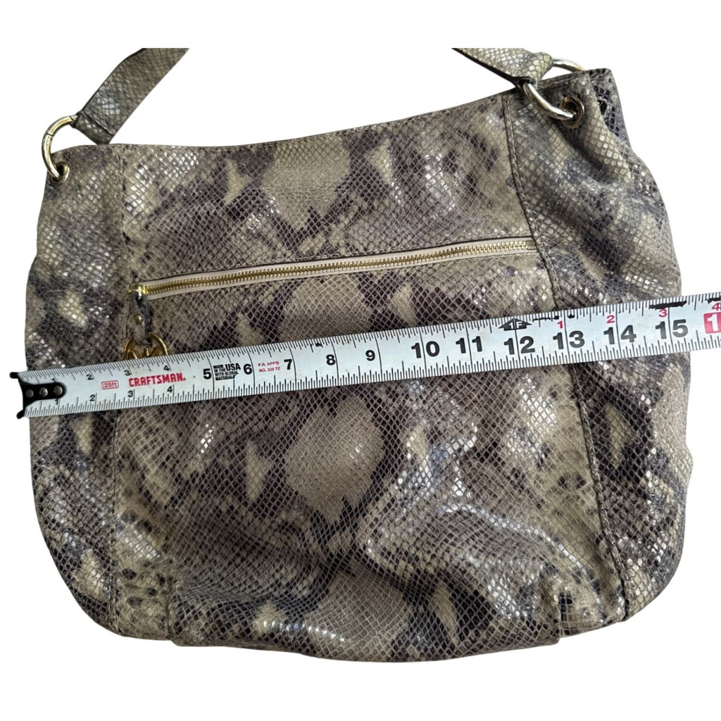 Michael Kors Snakeskin Pattern Shoulder Bag With Gold Accents