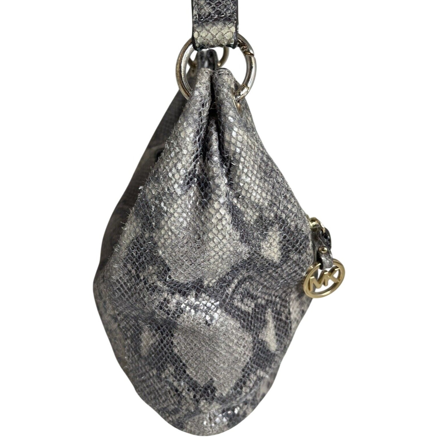Michael Kors Snakeskin Pattern Shoulder Bag With Gold Accents