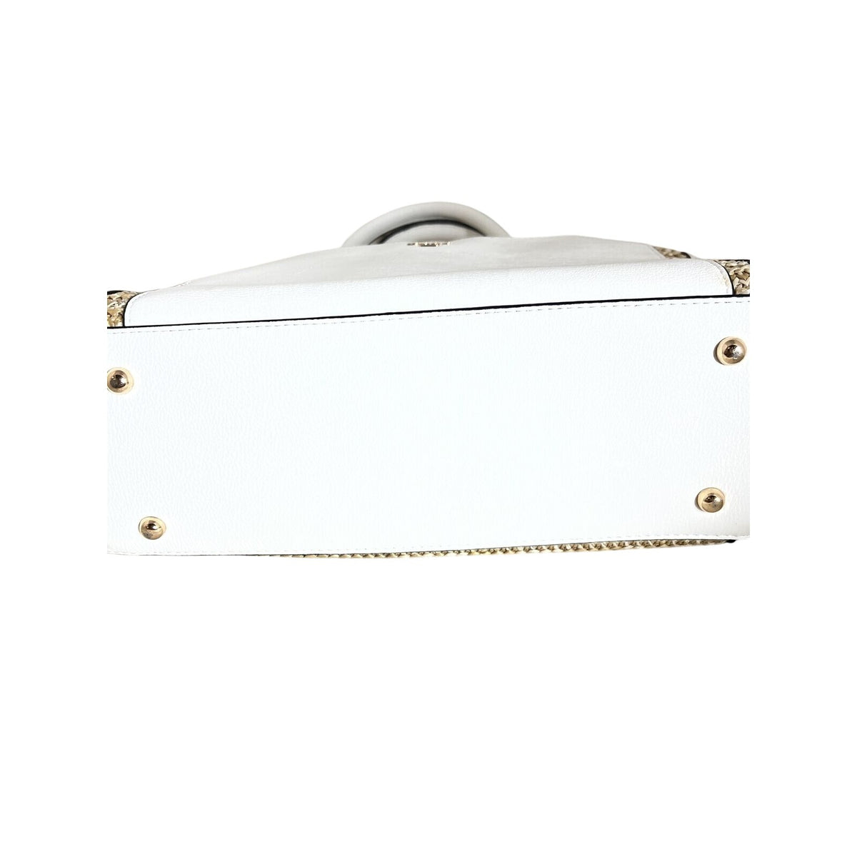 Dune London Straw & Faux White Leather Tote Bag