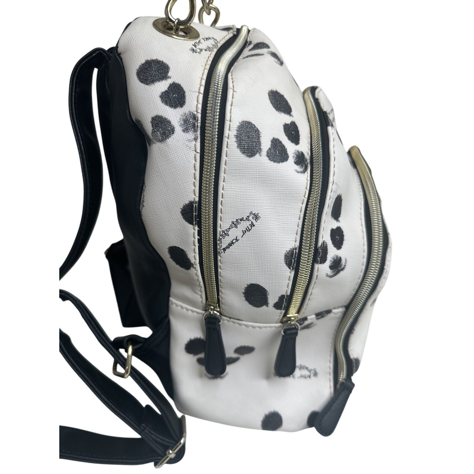 Betsey Johnson Cute Panda Print Backpack With Chain Accent Black & White
