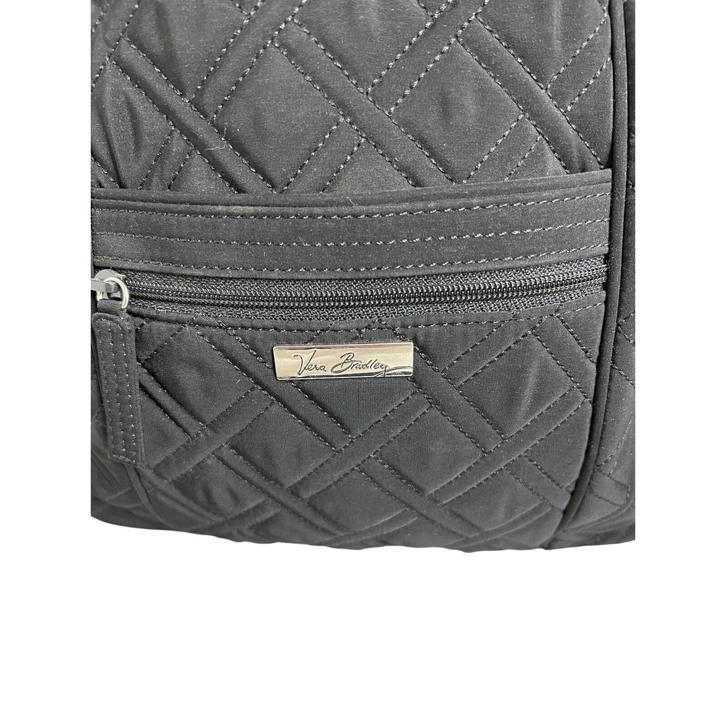 Vera Bradley Black Quilted Crossbody Bag With Adjustable Strap & Front Zip Pocket