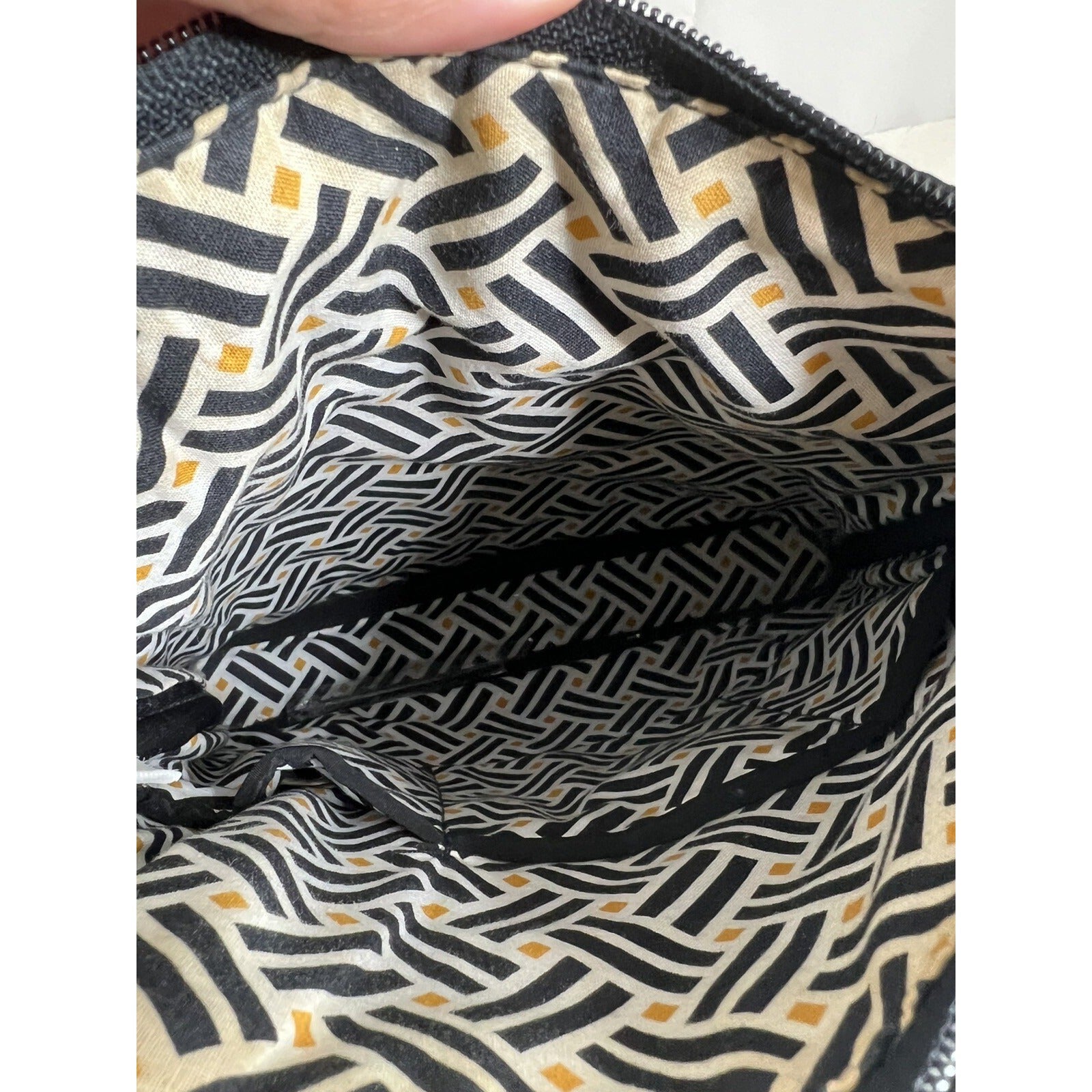 Vera Bradley Black Quilted Crossbody Bag With Adjustable Strap & Front Zip Pocket