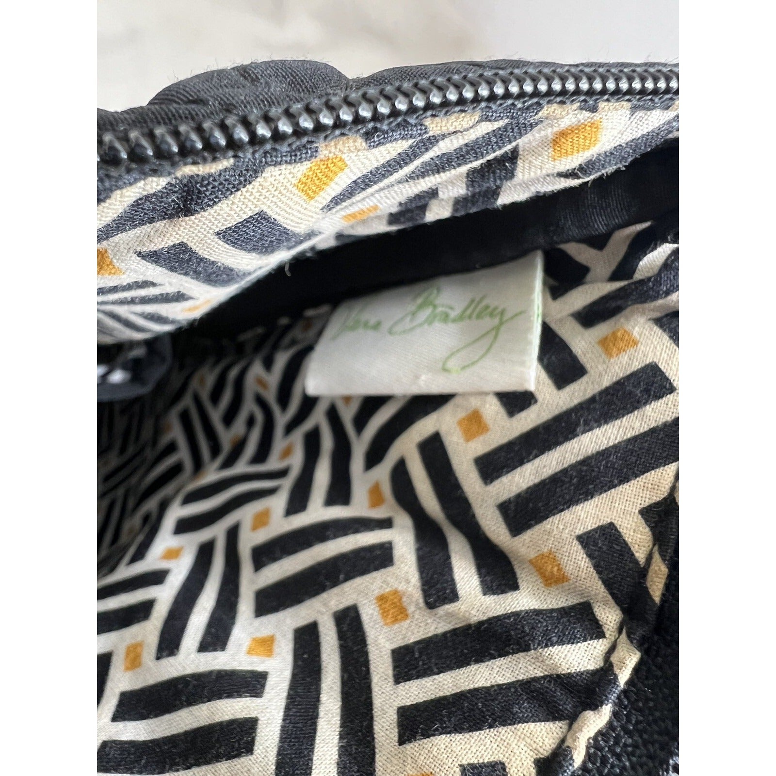 Vera Bradley Black Quilted Crossbody Bag With Adjustable Strap & Front Zip Pocket