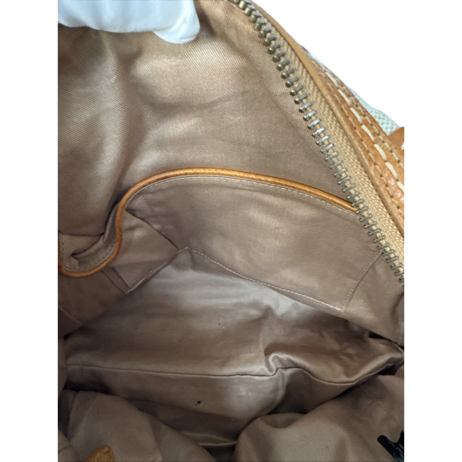 Frye Brown Leather & Canvas Small Satchel Shoulder Bag With Double Handles