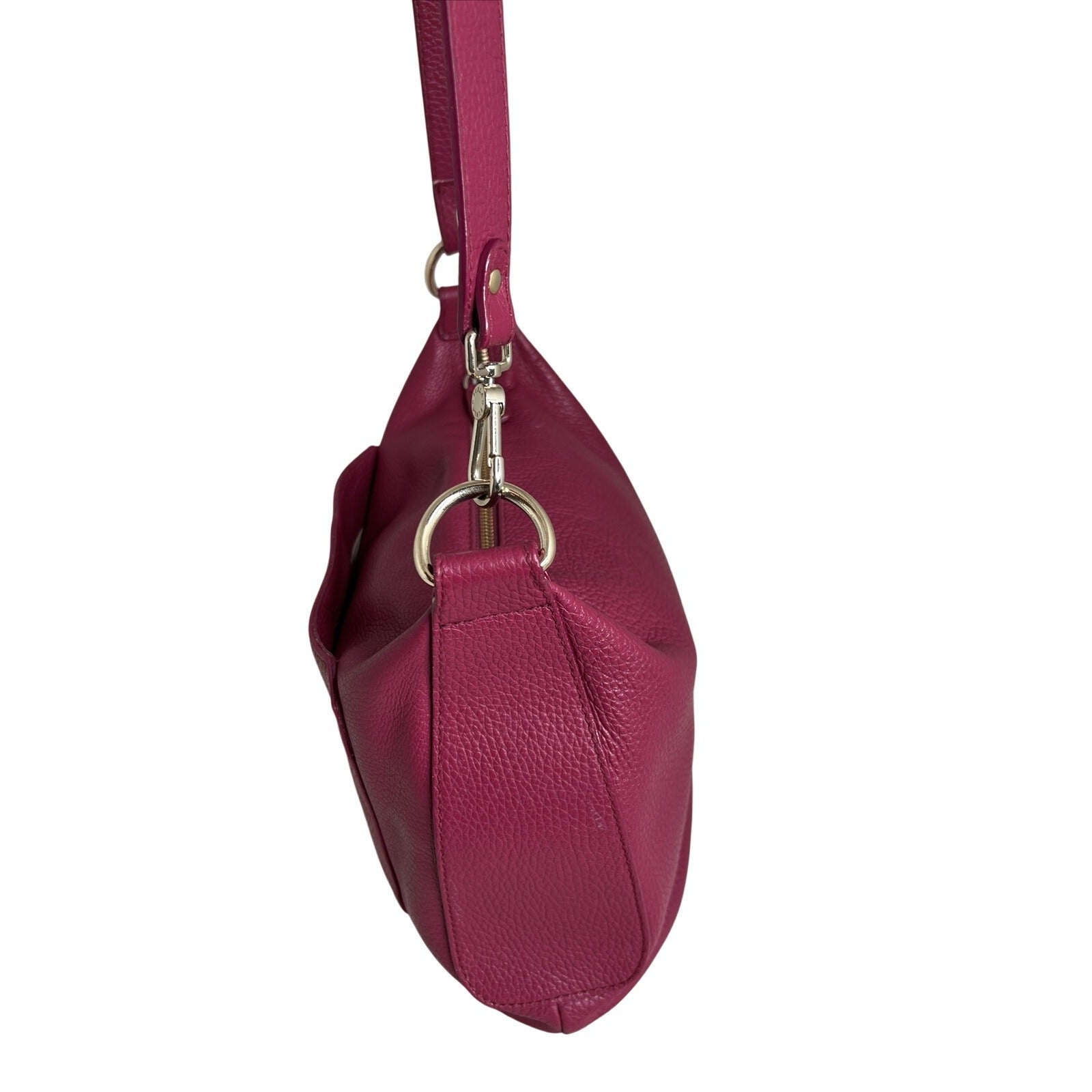 Furla Magenta Pebbled Leather Shoulder Bag