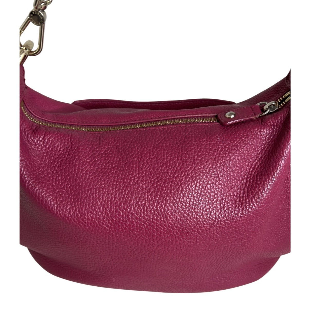 Furla Magenta Pebbled Leather Shoulder Bag