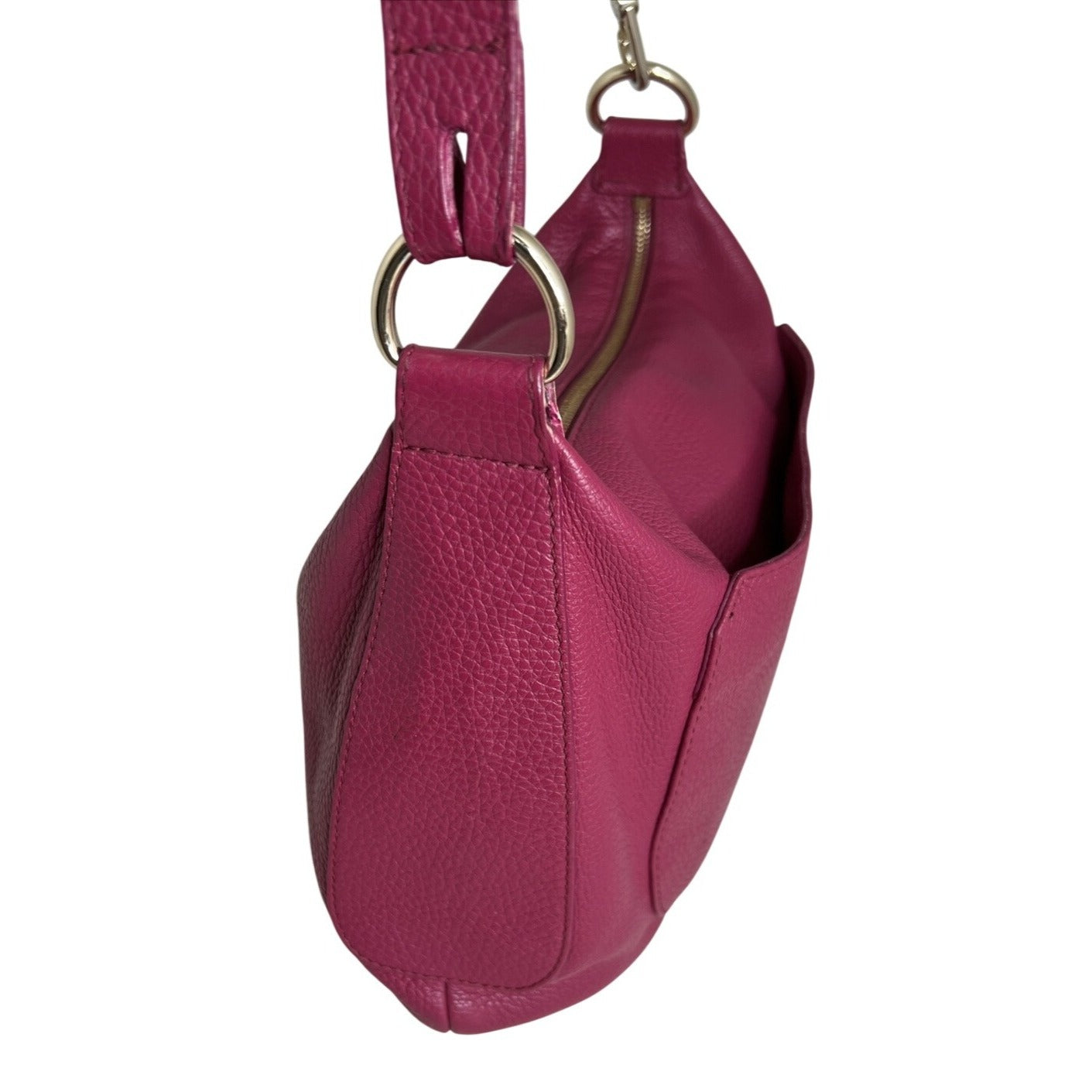 Furla Magenta Pebbled Leather Shoulder Bag