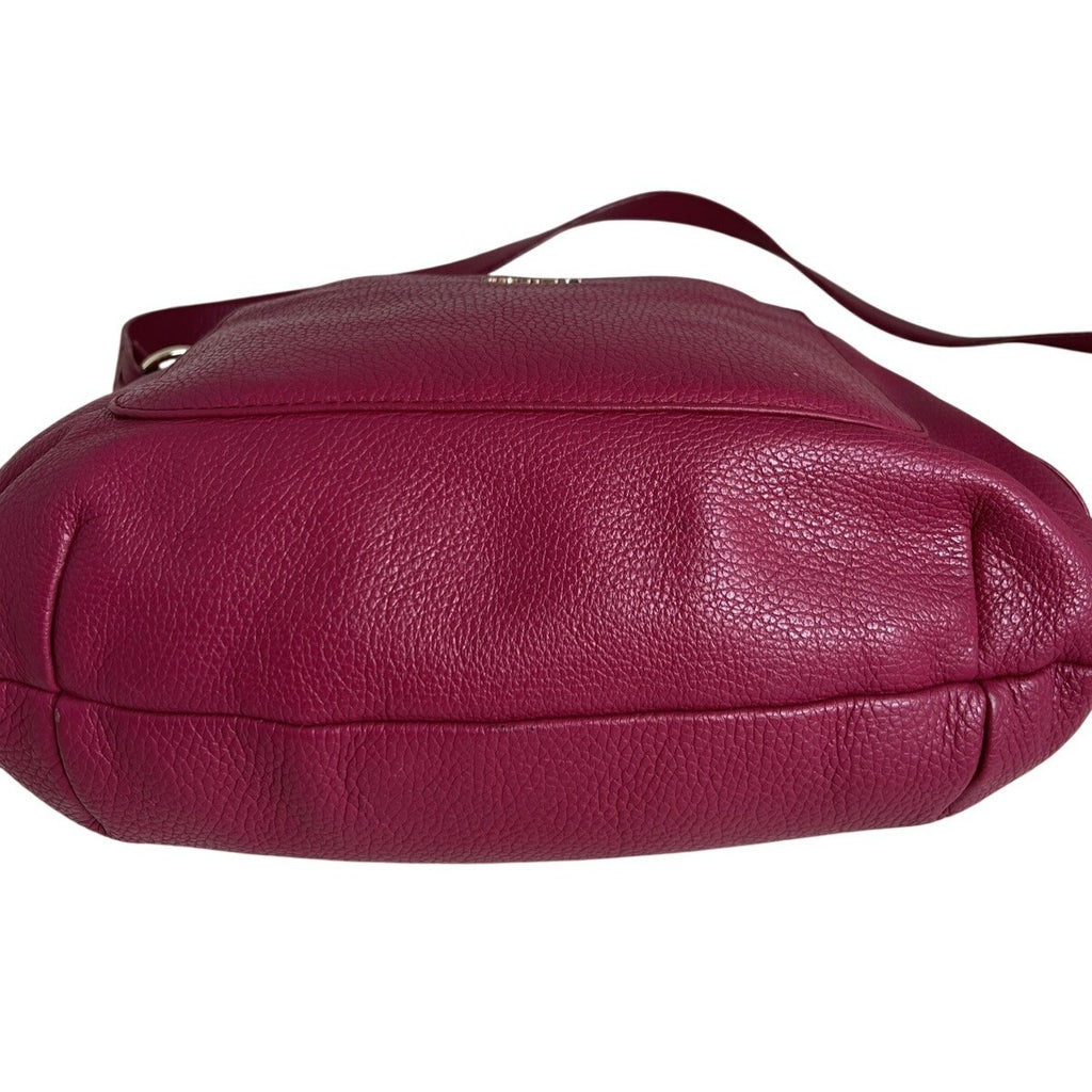 Furla Magenta Pebbled Leather Shoulder Bag