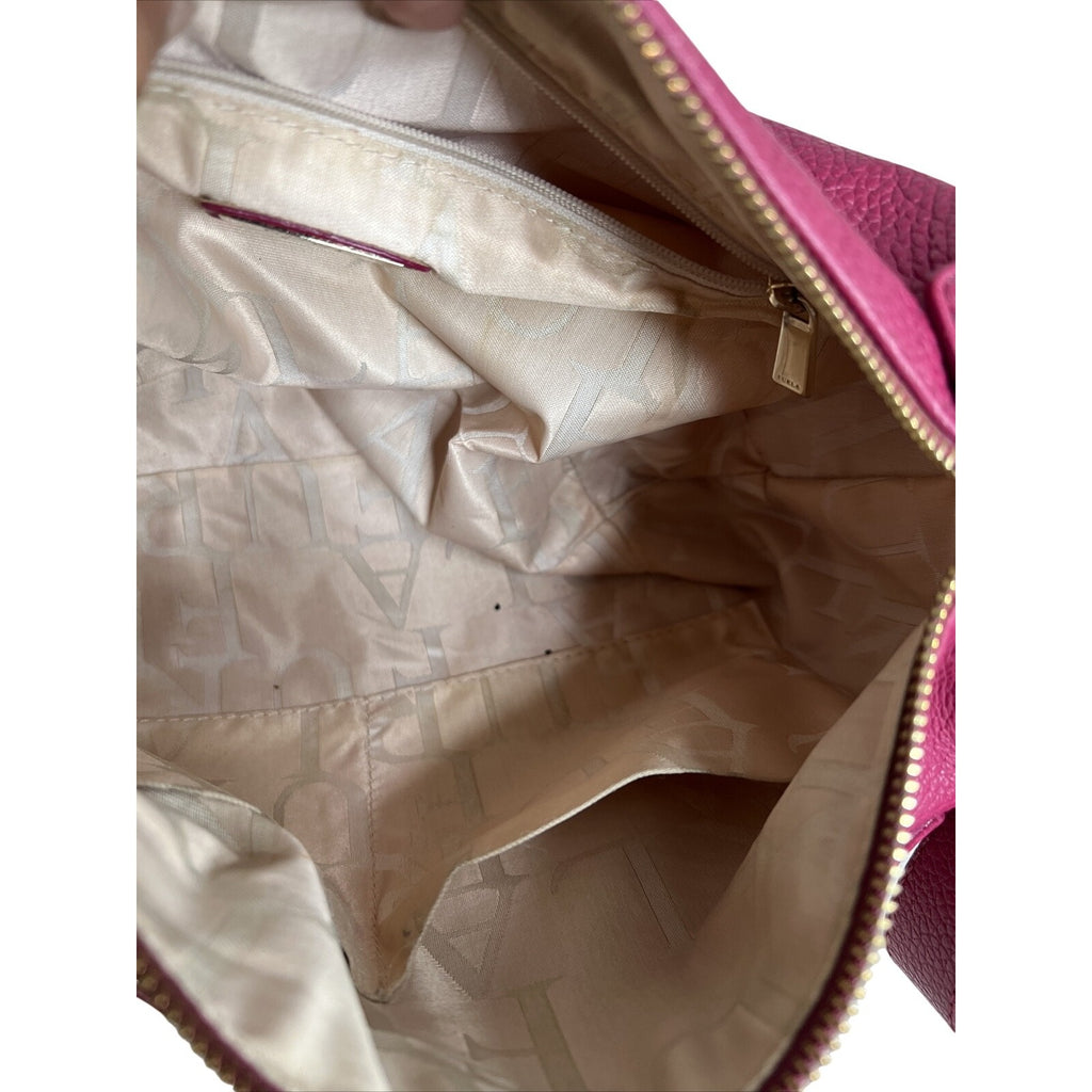 Furla Magenta Pebbled Leather Shoulder Bag