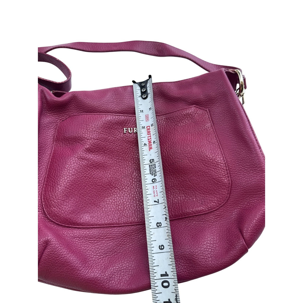 Furla Magenta Pebbled Leather Shoulder Bag