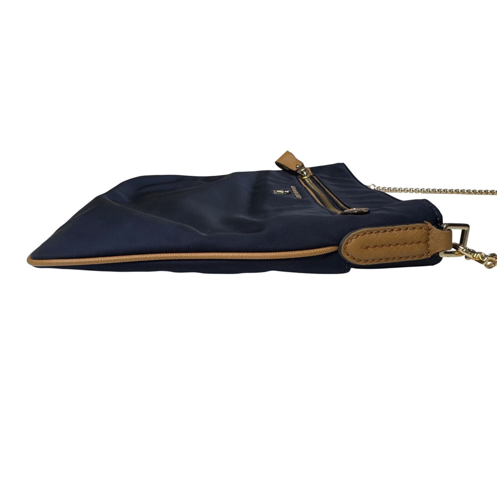 Michael Kors Navy Crossbody Bag With Gold Chain Strap & Tan Accents
