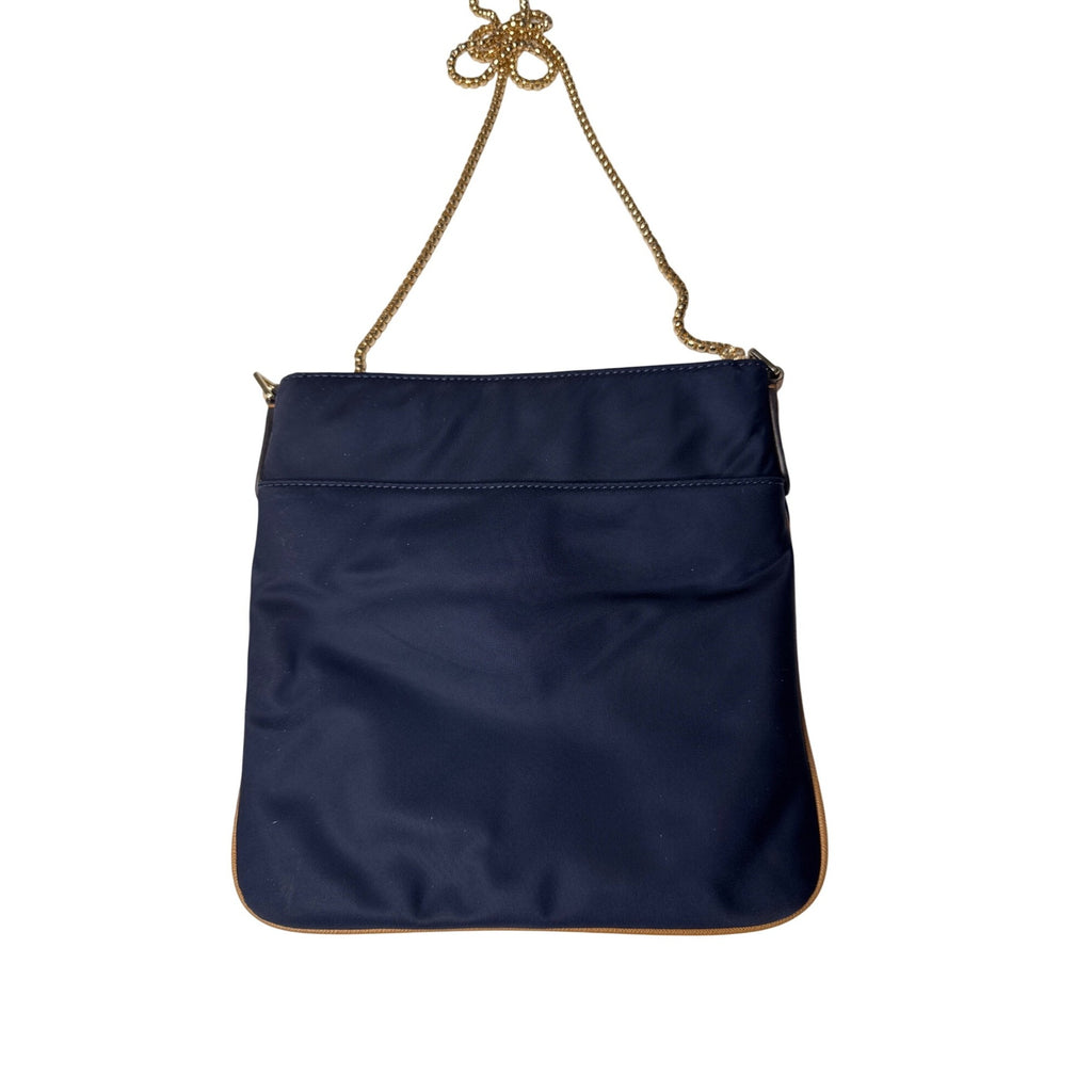 Michael Kors Navy Crossbody Bag With Gold Chain Strap & Tan Accents