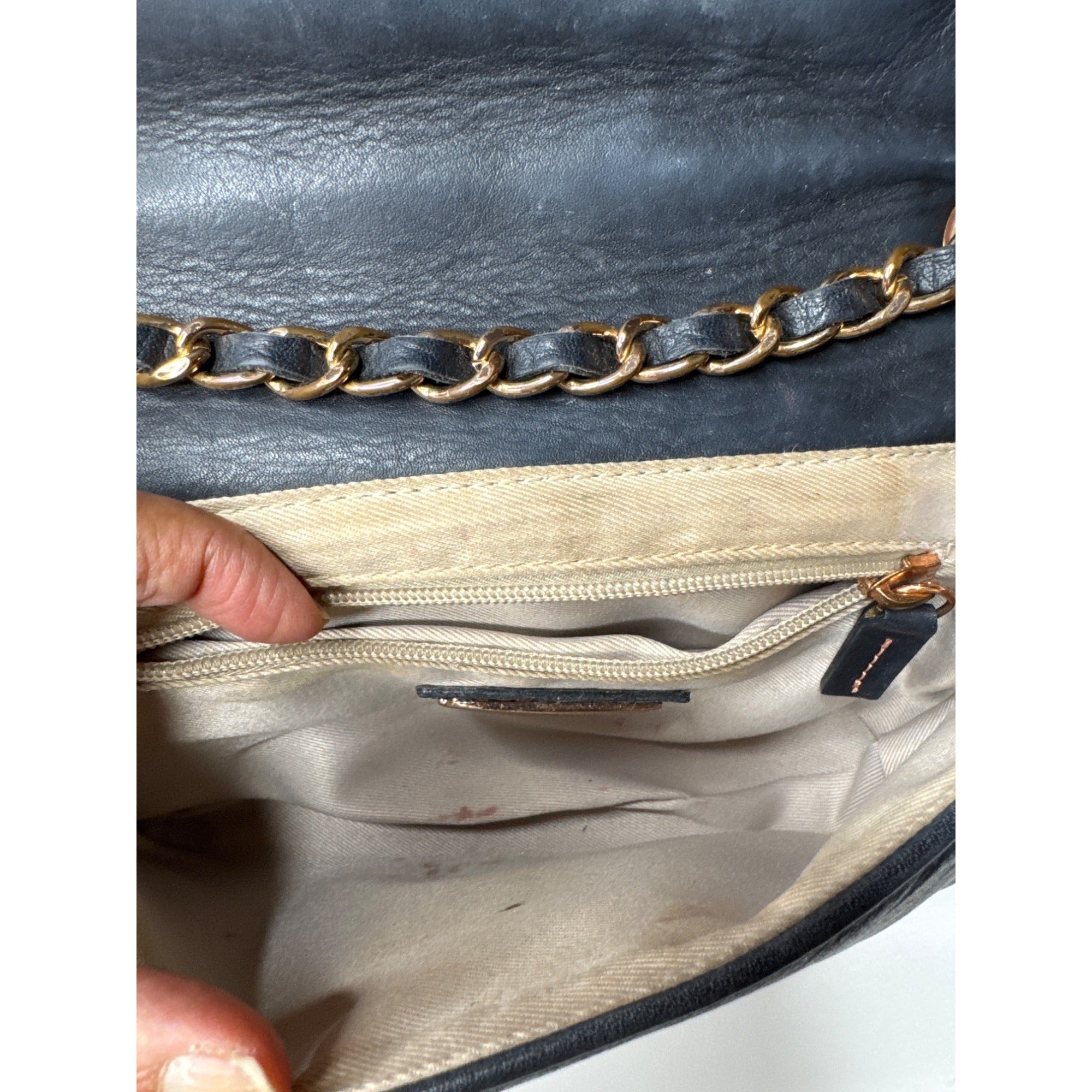 Valentino Milano Quilted Black Leather Chain Shoulder Bag With Gold Accents