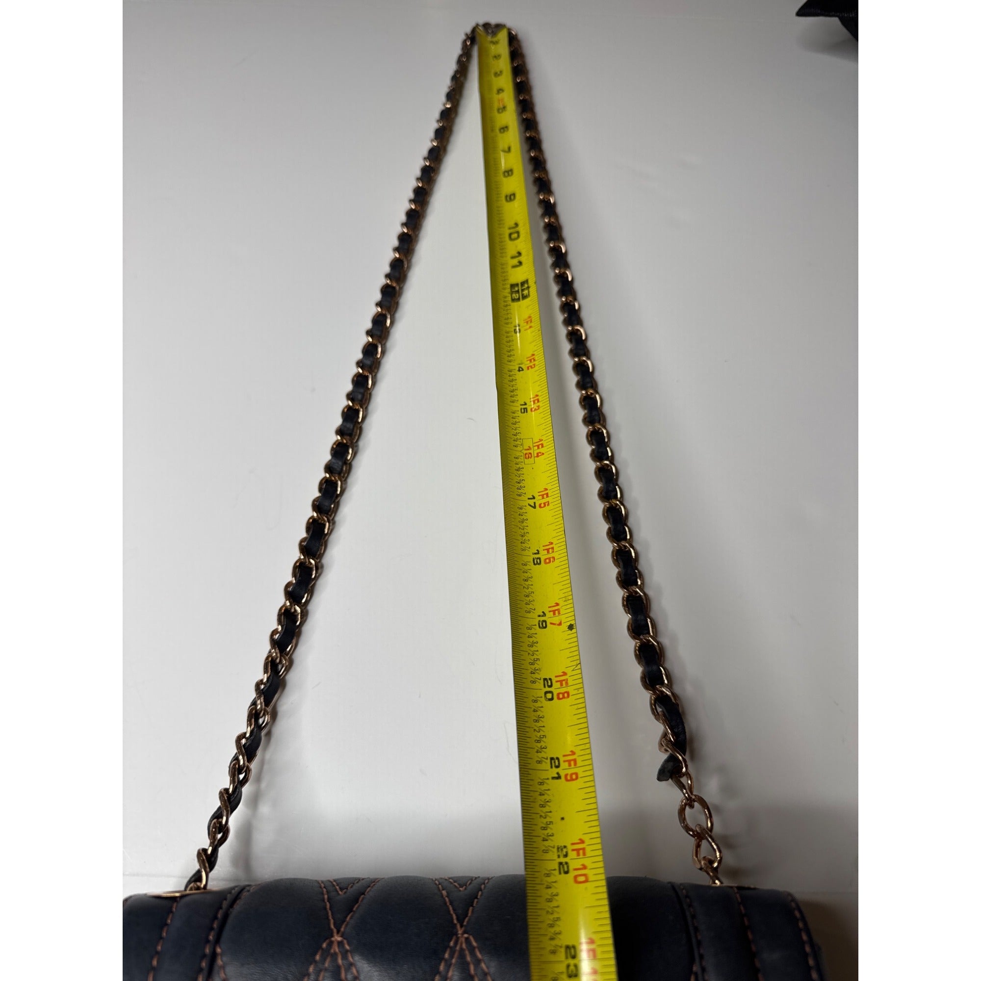 Valentino Milano Quilted Black Leather Chain Shoulder Bag With Gold Accents