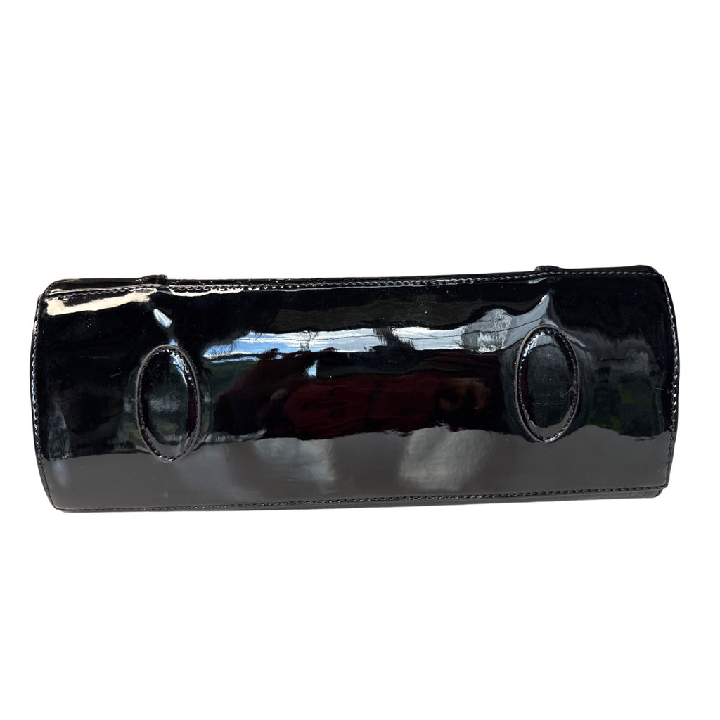 Coofin Black Patent Leather Handbag Purse With Gold-Tone Hardware & Dual Handles