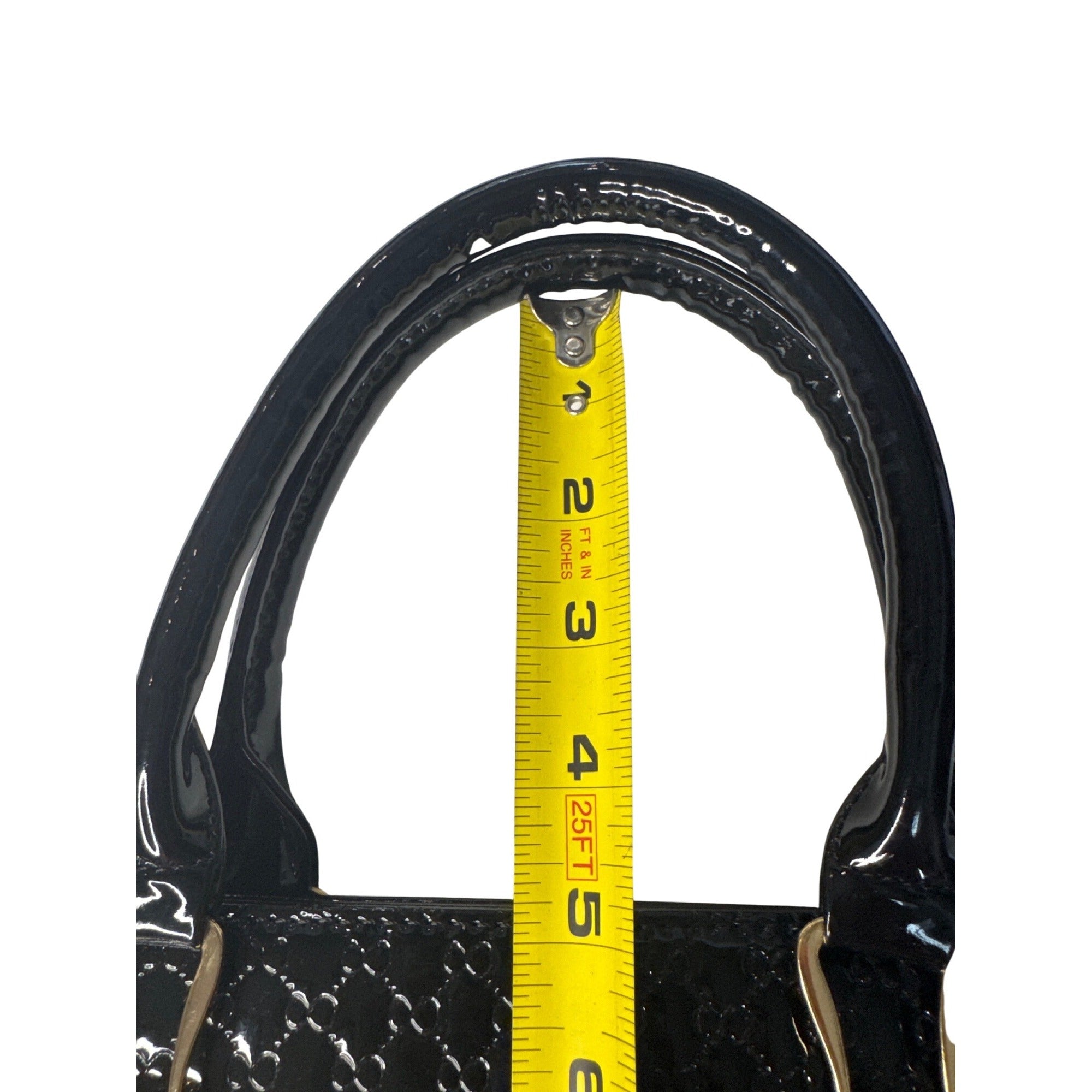 Coofin Black Patent Leather Handbag Purse With Gold-Tone Hardware & Dual Handles