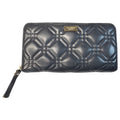 Kate Spade Black Quilted Leather Zip-Around Wallet With Polka Dot Interior