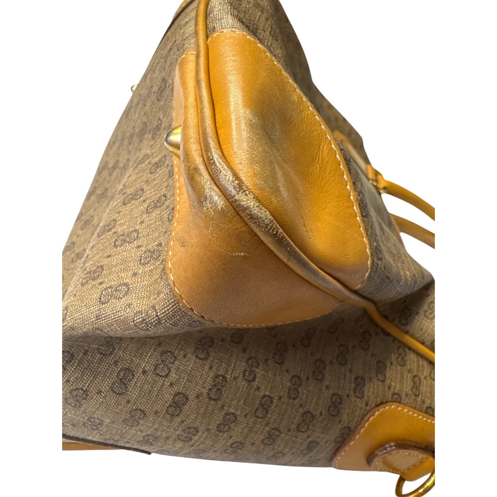 Gucci Vintage Brown GG Monogram Canvas & Leather Tote Handbag