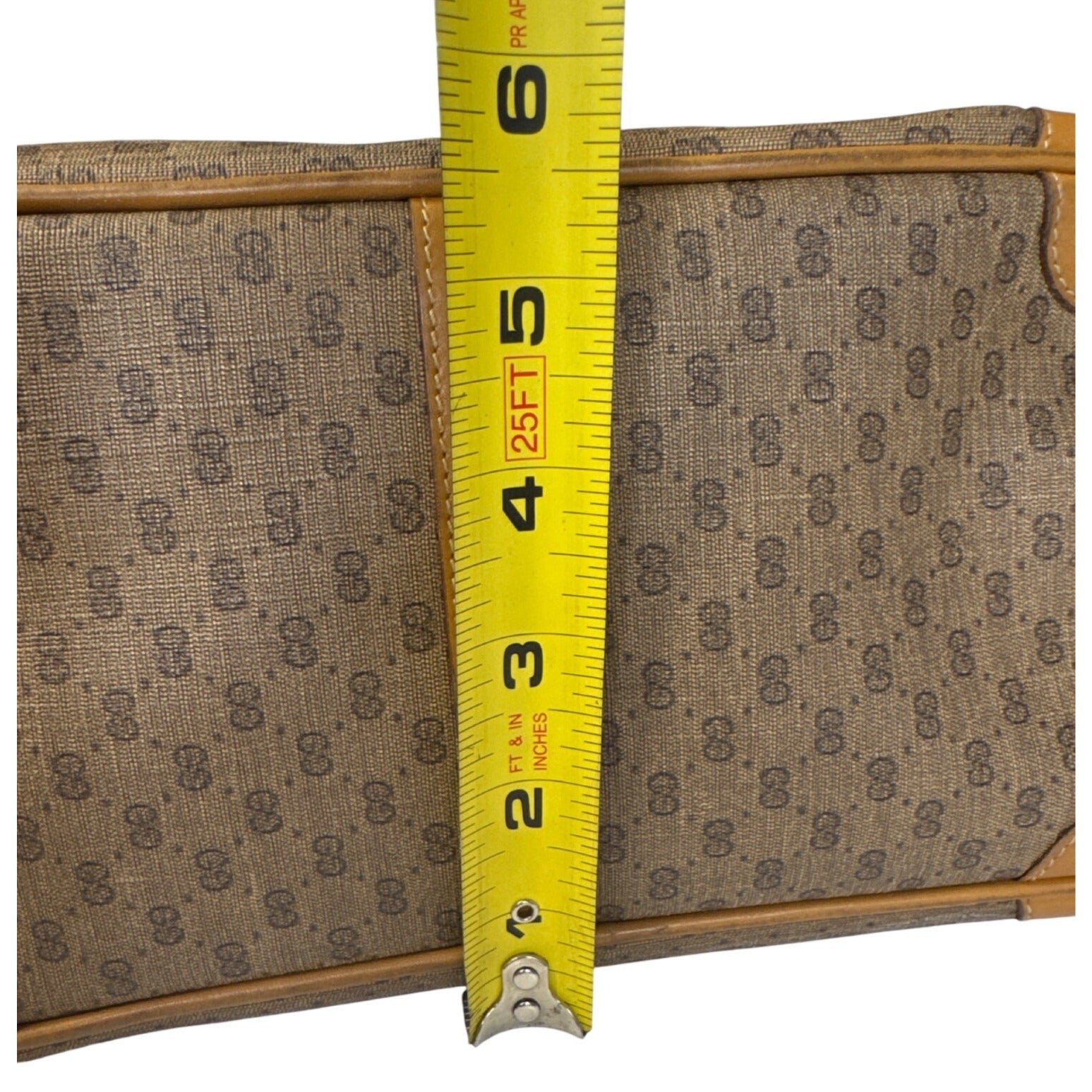 Gucci Vintage Brown GG Monogram Canvas & Leather Tote Handbag