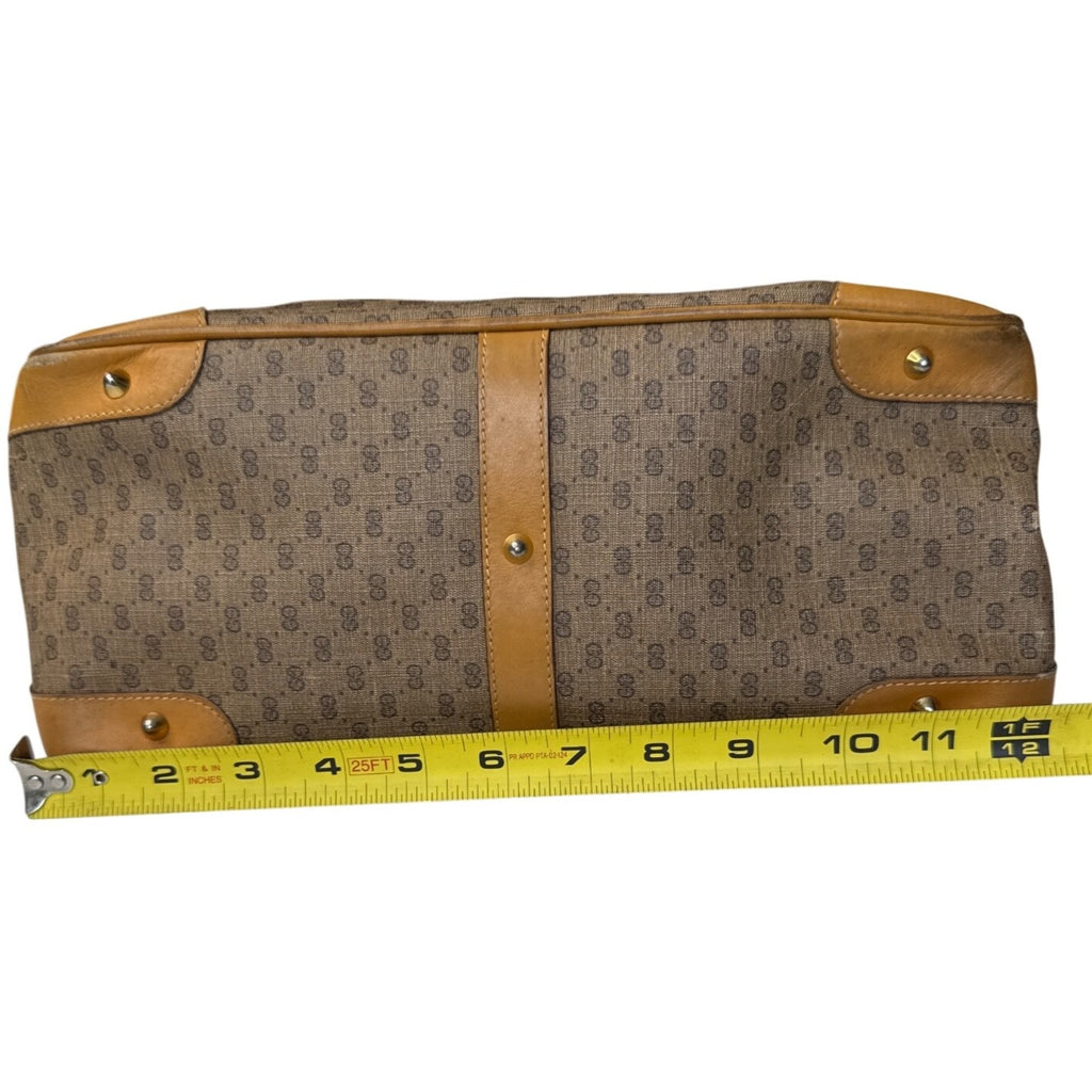 Gucci Vintage Brown GG Monogram Canvas & Leather Tote Handbag