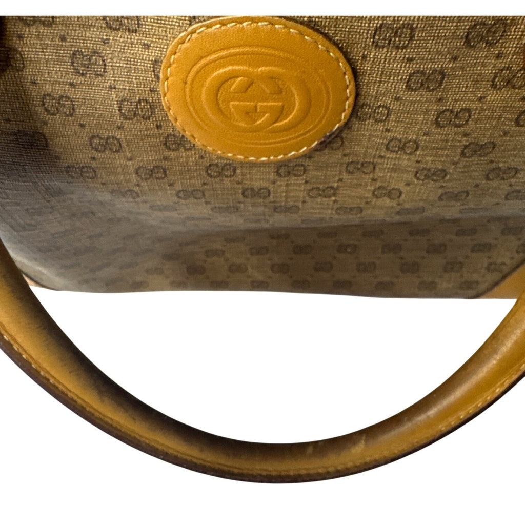 Gucci Vintage Brown GG Monogram Canvas & Leather Tote Handbag
