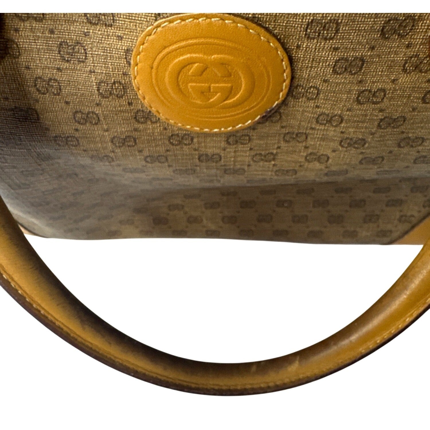 Gucci Vintage Brown GG Monogram Canvas & Leather Tote Handbag