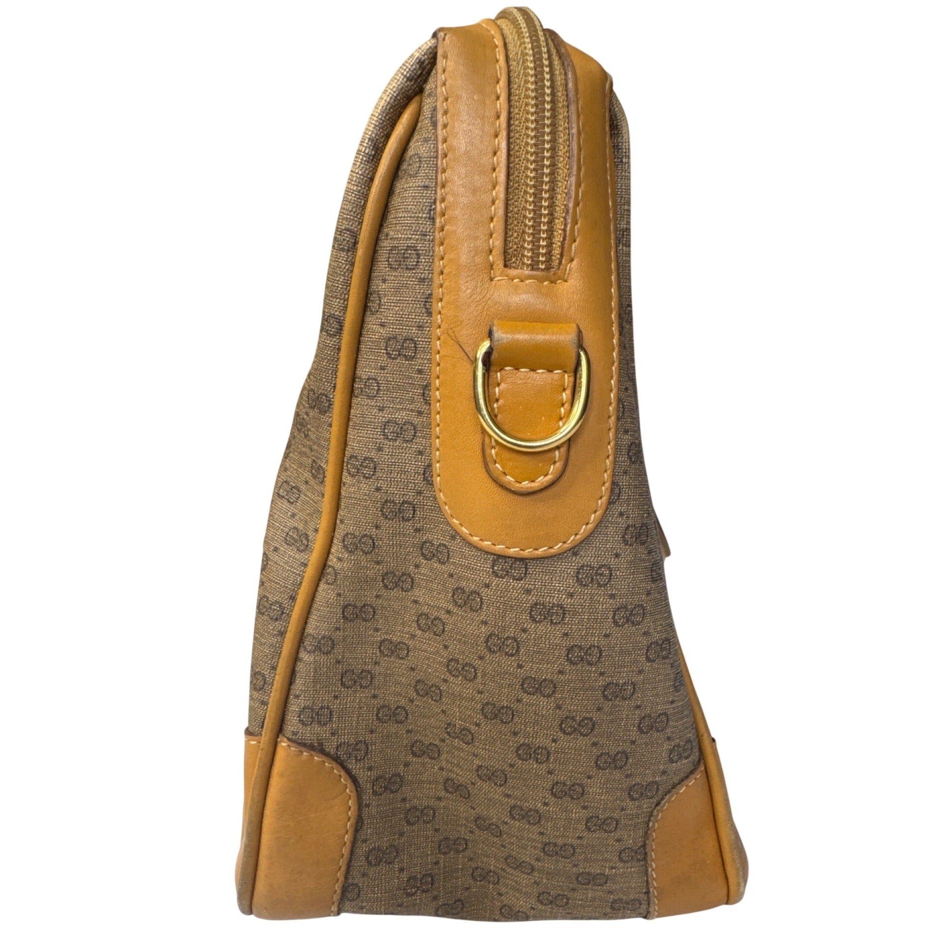 Gucci Vintage Brown GG Monogram Canvas & Leather Tote Handbag