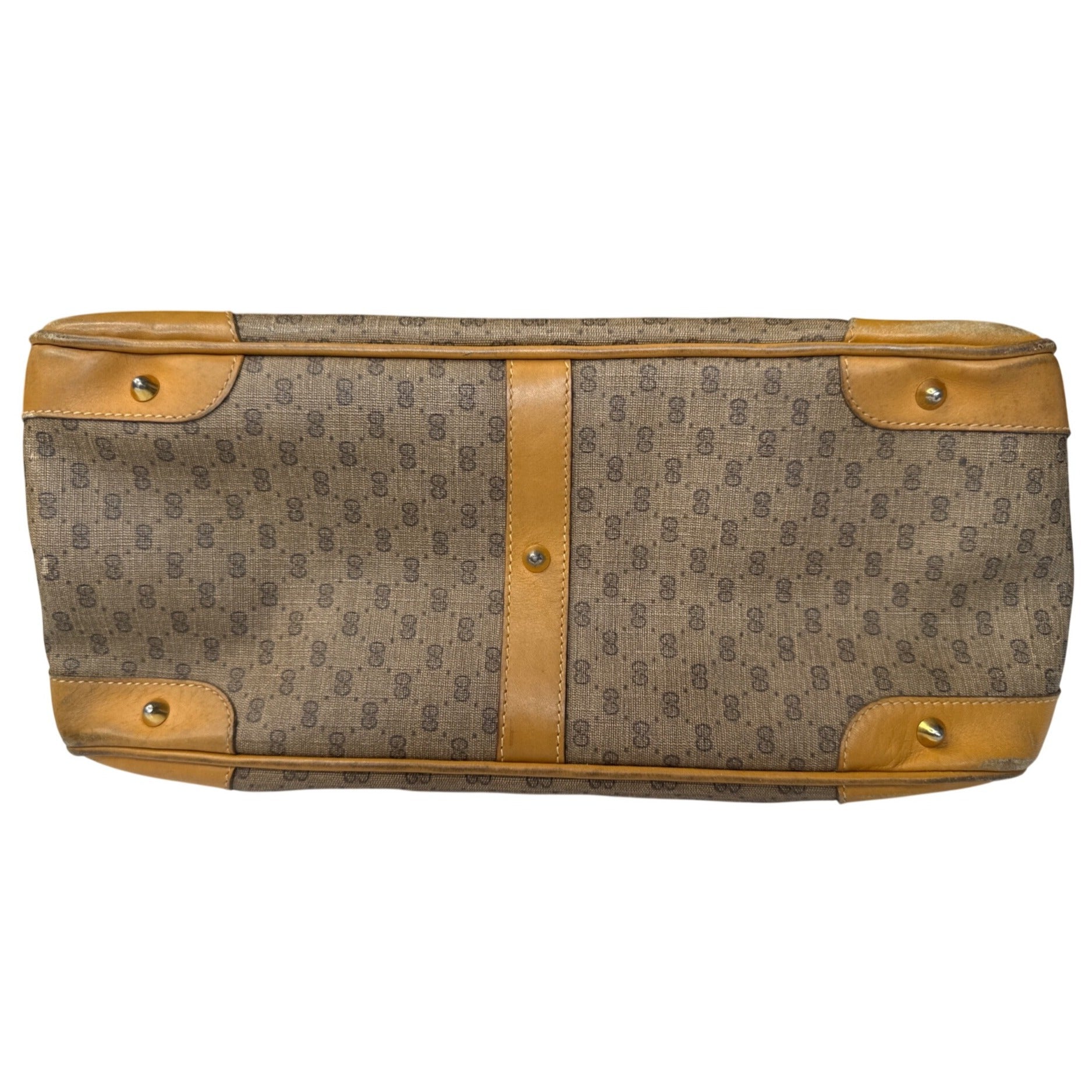 Gucci Vintage Brown GG Monogram Canvas & Leather Tote Handbag