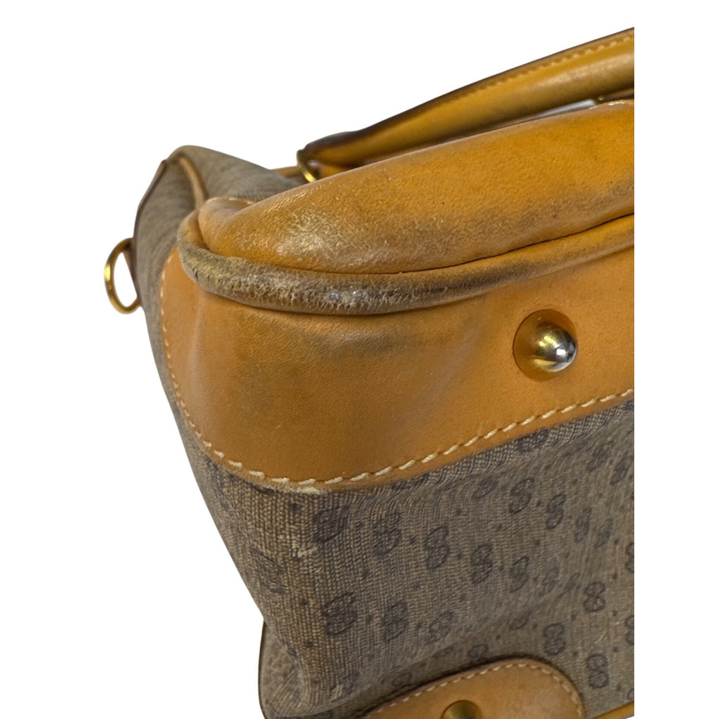 Gucci Vintage Brown GG Monogram Canvas & Leather Tote Handbag
