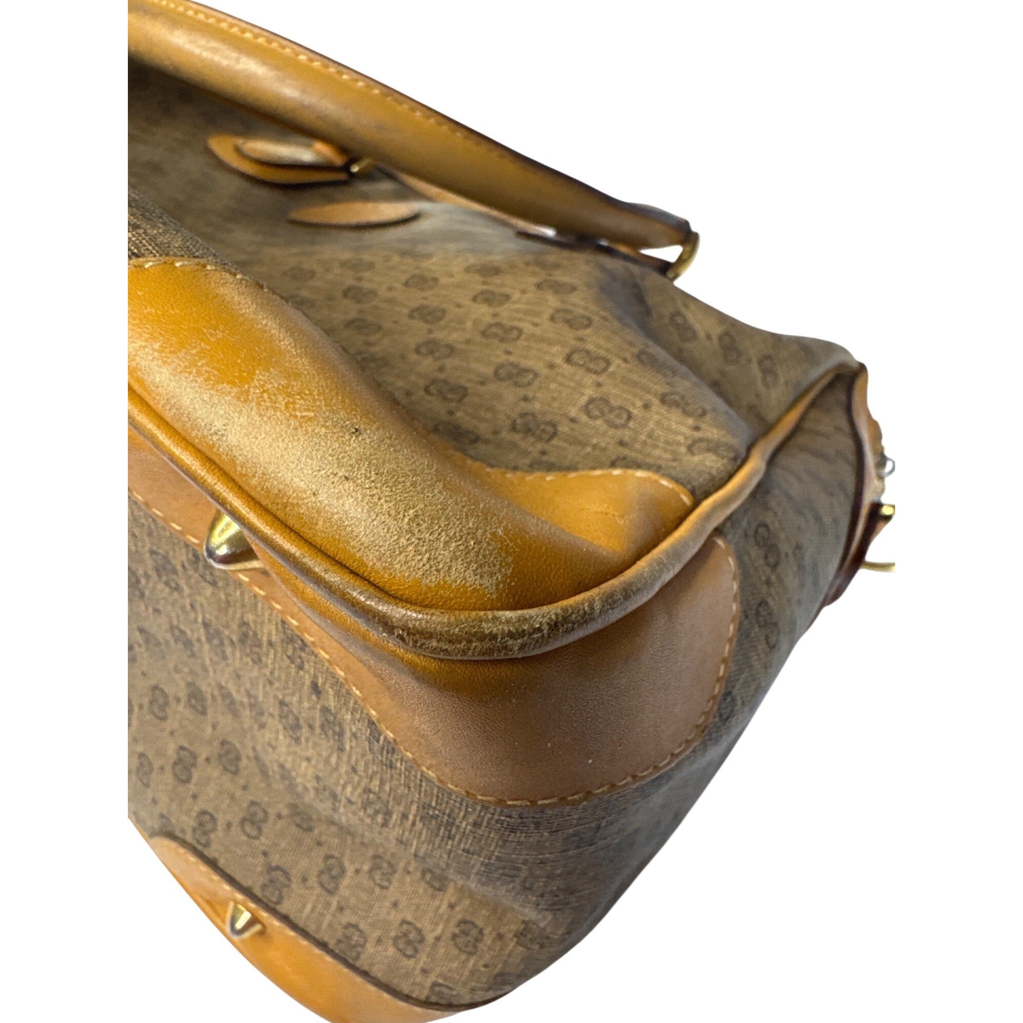 Gucci Vintage Brown GG Monogram Canvas & Leather Tote Handbag