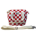 Red & White Checkered Ollie & Olivia Small Crossbody Tote Bag With Adjustable Strap