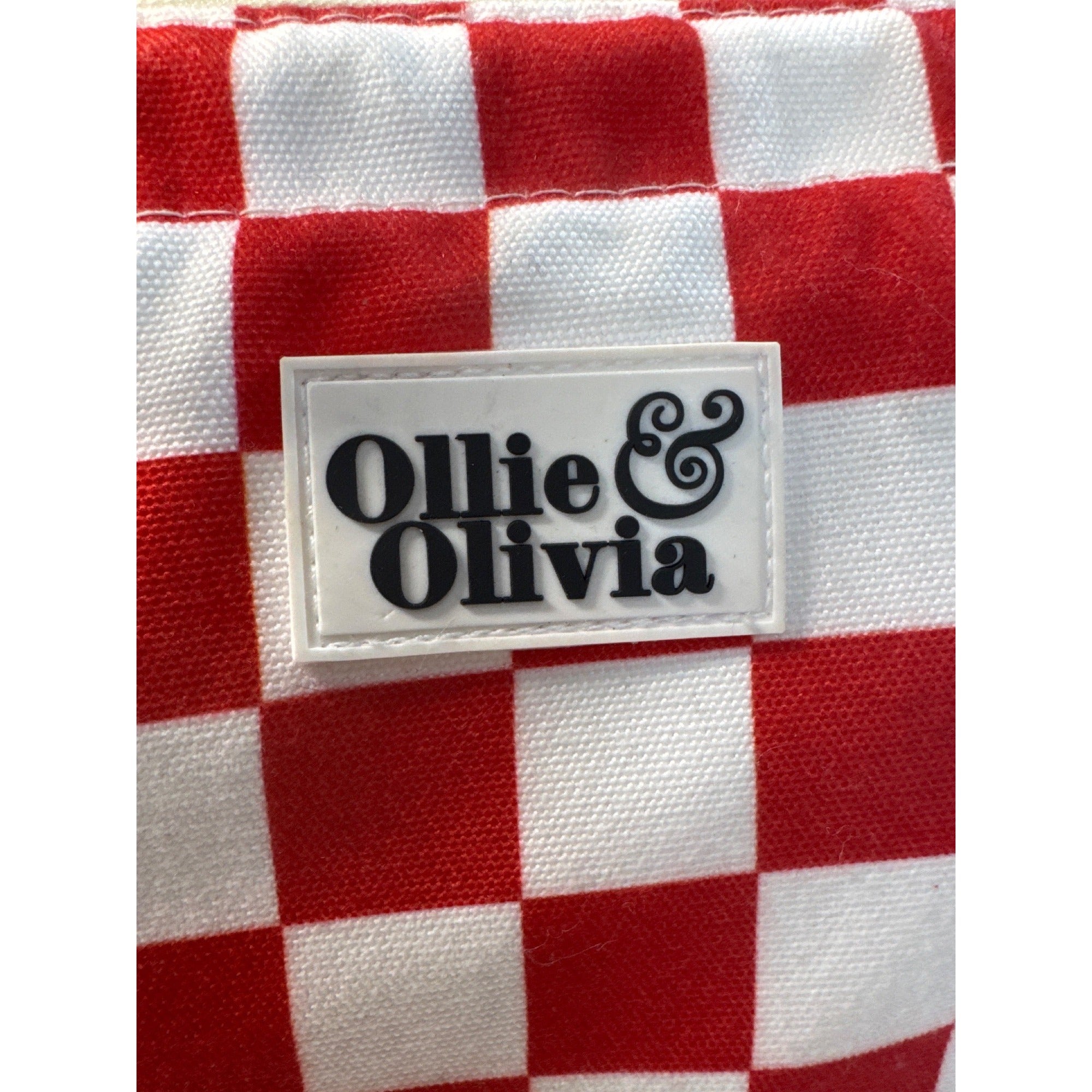 Red & White Checkered Ollie & Olivia Small Crossbody Tote Bag With Adjustable Strap