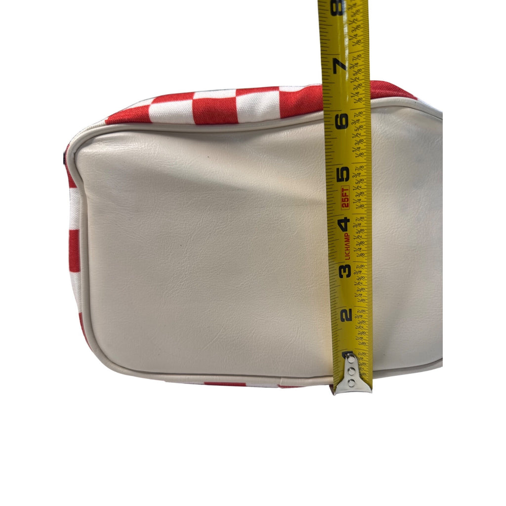 Red & White Checkered Ollie & Olivia Small Crossbody Tote Bag With Adjustable Strap