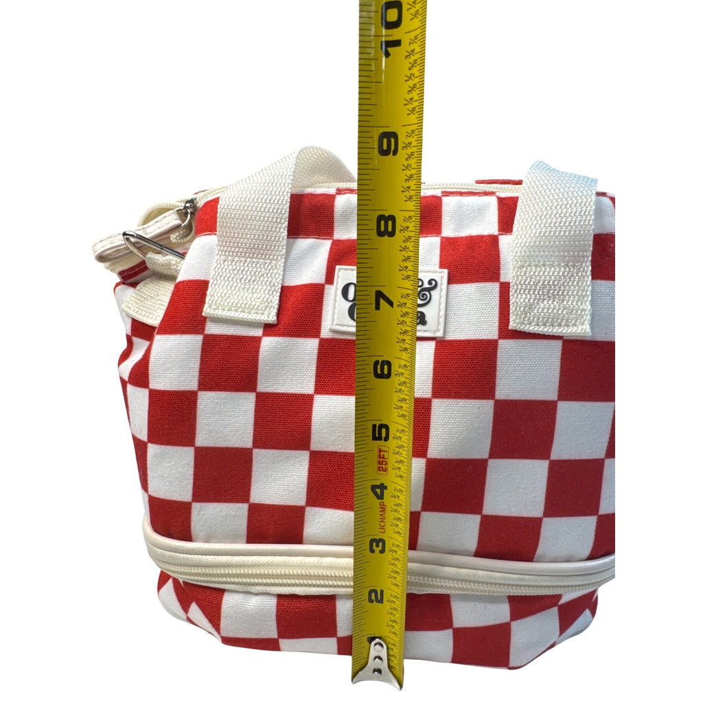 Red & White Checkered Ollie & Olivia Small Crossbody Tote Bag With Adjustable Strap