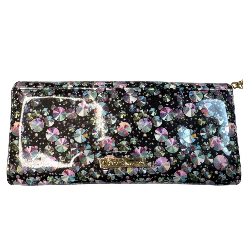 NWT Betsey Johnson Gem Bow Crossbody Purse W/Floral Interior Gold Chain Strap