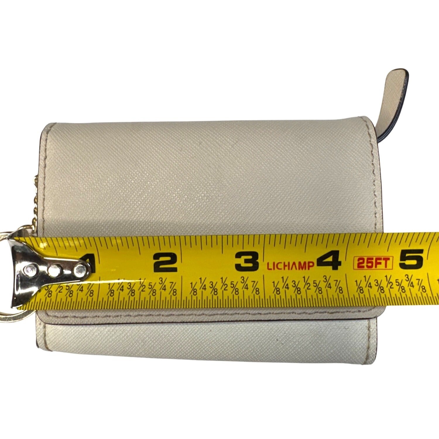 Kate Spade Beige Saffiano Leather Card Holder Wallet With Polka Dot Lining