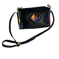 Danielle Nicole Black Leather Crossbody Bag With Colorful Geometric Patchwork & Adjustable Strap