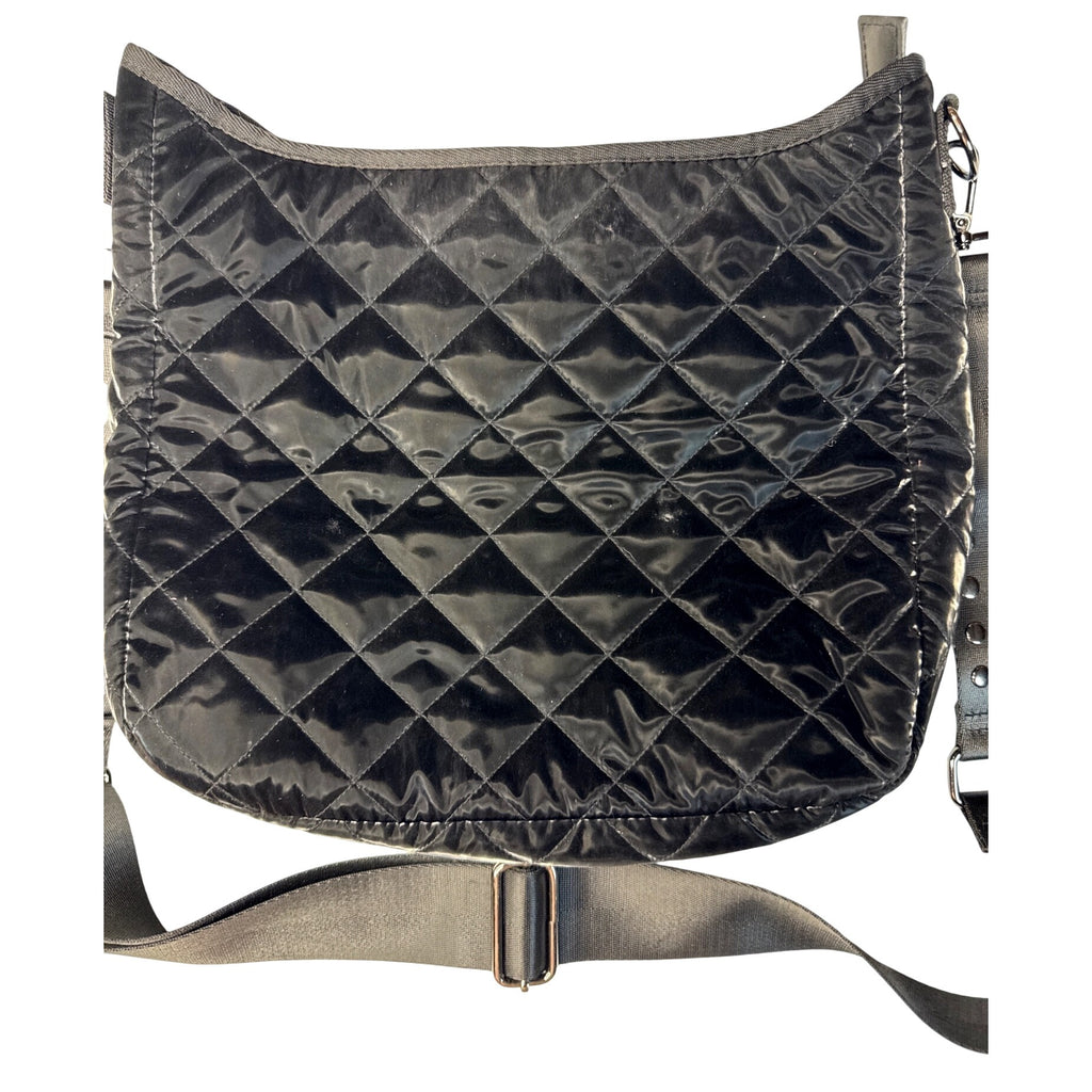 Haute Shore Quilted Black Crossbody Bag With Adjustable Strap & Interior Zipper Pocket
