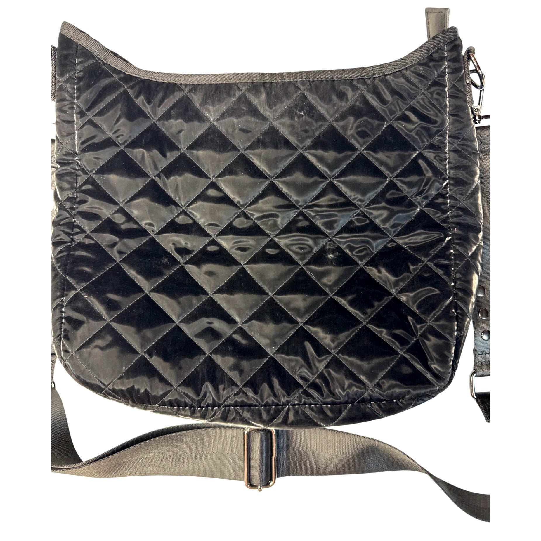 Haute Shore Quilted Black Crossbody Bag With Adjustable Strap & Interior Zipper Pocket